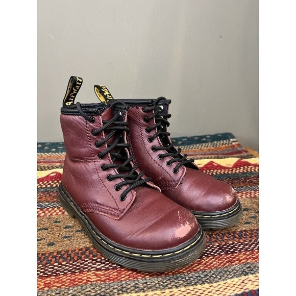 Dr Martens Delaney Ankle Zip cherry red combat Toddler boots size 10T - Picture 1 of 7